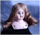 FRENCH ANTIQUE BISQUE PORCELAIN DOLL GIRL 19th REAL LONG HAIR ANCIENT OLD BUST