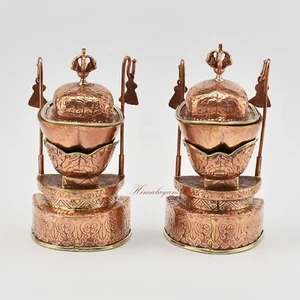Fine Quality Hand Carved Tibetan Buddhist Ceremonial Ritual Copper Kapala Set - Picture 1 of 6