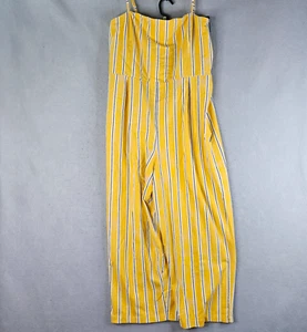 Tommy Hilfiger Jersey Knit Jumpsuit Womens Extra Large Yellow Striped Trendy - Picture 1 of 8