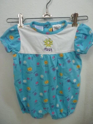 Macacão azul floral super fofo peça única 6-9 meses, simplesmente básico - Imagem 1 de 4