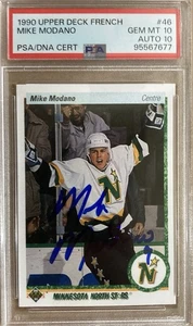Mike Modano 1990 Upper Deck French #46 RC Dual PSA 10 Auto 10 HOF Stars Pop 9 - Picture 1 of 3