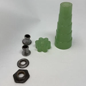 ANTIGUO ESPACIADOR DE LÁMPARA DE VIDRIO VERDE ART DECO HOUZE ROTURA A JUEGO ¡SIN BRILLO! - Imagen 1 de 24