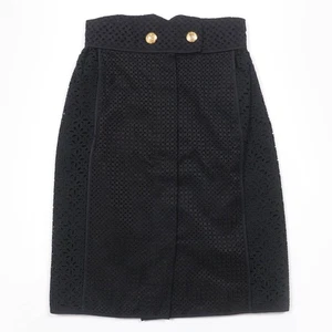Falda LOUIS VUITTON Algodón Seda Ojales Encaje Diseño Flor LV Botón Dorado Negra 3 - Imagen 1 de 9