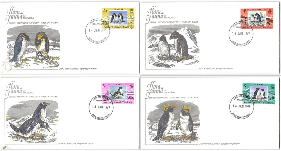 British Antarctic Territory #72-75 Four penguin FDC's - Image 1 of 1