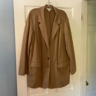 Blazer J. Jill Ponte Tejido Chaqueta Camel 3 Botones Delantero Largo Medio Talla Grande 2X Foto 1 de 4