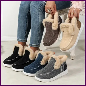 Botas de nieve de invierno para mujer 2025 zapatos al tobillo forrados de piel informales calzado cálido - Imagen 1 de 28