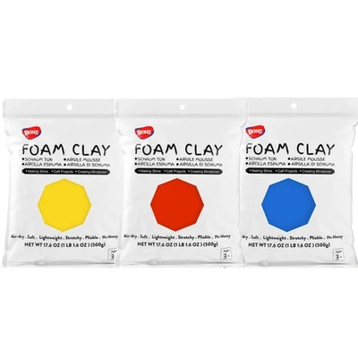 Первичная пенная глина (красная, синяя, желтая), 3 шт. 3,3 фунта — мягкая, мягкая, сухая на воздухе — для... - Изображение 1 из 4