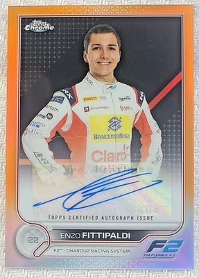 2022 Topps Chrome Formula 1 Auto Enzo Fittipaldi Orange RC #CAC-EF Auto #'d /25 - Image 1 of 2