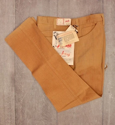 Pantalones Para Hombre De Colección Años 60 NOS Caqui/Tostado Cónicos Talla 32x30 Años 60 Hombre Informales Foto 1 de 4