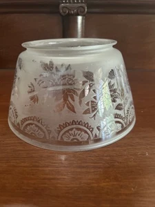Antique Fitter Round Floral Etched Frosted Slanted Glass Gas Light Lamp Shade - Picture 1 of 10