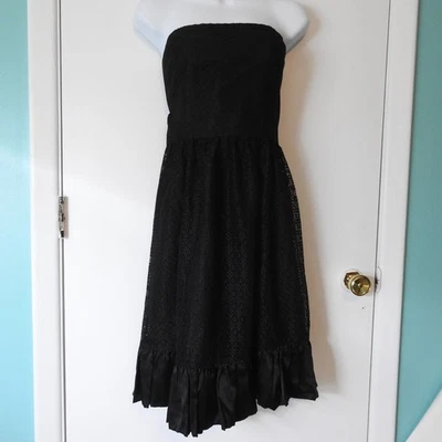 Nuevo con etiquetas Vestido Nine West Talla 14 Negro Sin Tirantes Encaje Cóctel Fiesta Midi Foto 1 de 4