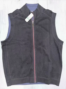 Tommy Bahama Men's Large Black/Blue Flipshore Full-Zip Reversible Vest 0160 - Picture 1 of 4