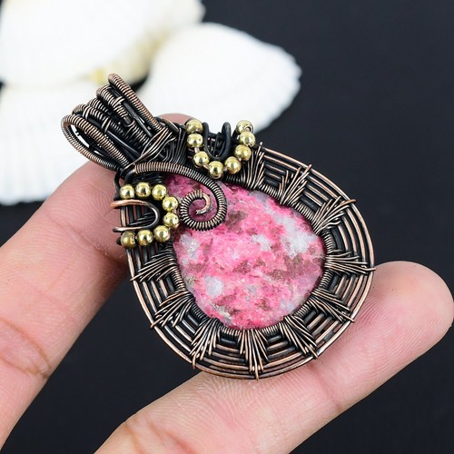 VETEMENTS Bellissimo ciondolo rosa thulite design filo di rame avvolto ciondolo regalo per mamma