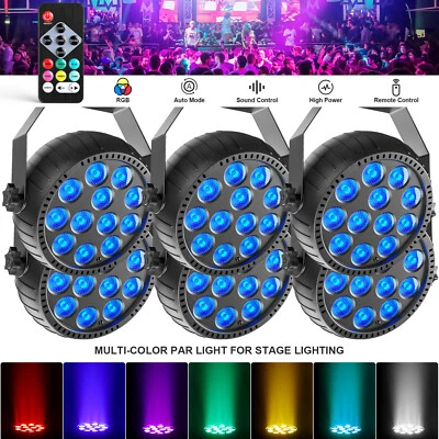 12 LEDs RGB Stage Lighting PAR Light DMX Beam Party DJ Disco Lights Rechargeable - Image 1 of 4