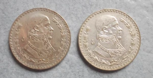 Dos (2) monedas de plata de un peso de 1960 Estados Unidos Mexicanos - Imagen 1 de 4