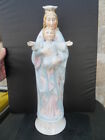 Antique virgin lady statue Vierge et l'enfant jesus en porcelaine biscuit 43 cm
