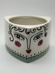 Ceramic Triangular Face Planter. 3.5 in H x 5 in base length. Cosmetics Make-up - Picture 1 of 12