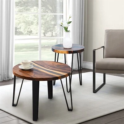 Black Round Epoxy Resin Coffee Table Handmade Epoxy Table River Table Home Decor - Image 1 of 4