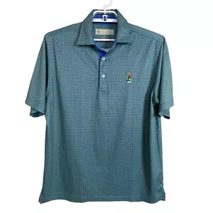 Camisa polo Donald Ross 1926 talla M azul verde geométrica bordada golfista - Imagen 1 de 7