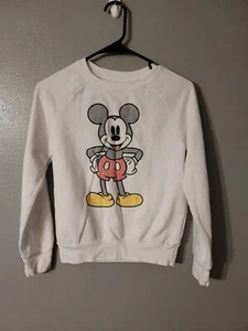 Disney White Mickey Mouse Graphic Pullover Sweater Girls Size S - Picture 1 of 3