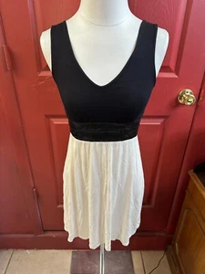 Ella Moss Women Black White V neck Sleeveless Size XS Tank Top Dress - Picture 1 of 7