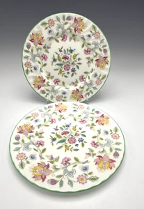 2 Minton Haddon Hall Bone China Runde 8" Salat Mittagessen Teller Grüner Rand - Bild 1 von 4