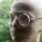 Retro Men's Round Glasses Clear acetate eyeglasses frame brown legs eyewear