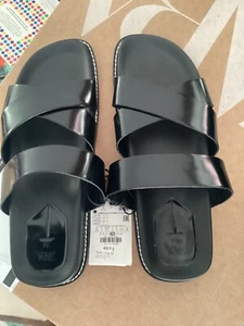 ZARA crossed straps slippers BLACK✨ New With Tag size 8 us - Picture 1 of 3