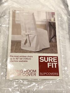 Sure Fit Dining Room Chair Cover White Damask 42" Tall