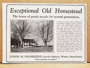 Chester County PA Stone Homestead 1928 DRUCK WERBEFOTO Joseph M Fronefield Wayne - Bild 1 von 2