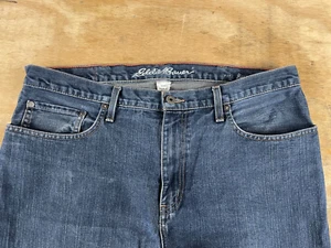 Eddie Bauer Mens Straight Specialty Dyed Blue Jeans 36x34 Relaxed Fit, stain - Picture 1 of 6