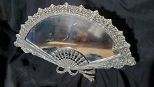 Vintage Art Nouveau Style Brass  Pierced Vanity Fan Mirror Very Nice