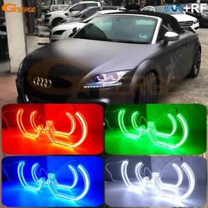 For AUDI TT Mk2 8J 2006 2014 Multi Color DTM Style RGB Led Angel Eyes Halo Rings - Picture 1 of 16