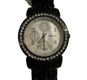 Style & Co Watch Womens Silver Tone Classic Stainless Steel Rhinestones Big Face - Picture 1 of 3