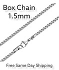 Stainless Steel Box Chain 1.5mm 16-24in For Men Women Hip Hop Jewelry Unisex