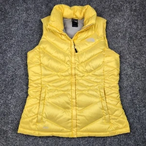 The North Face Puffer Vest Womens Medium Yellow 550 Goose Down Coat Parka Winter - Picture 1 of 10