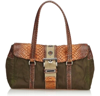 PRADA HANDBAG Orange, Brown, Snakeskin, Excellent Condition, Leather - Image 1 of 4