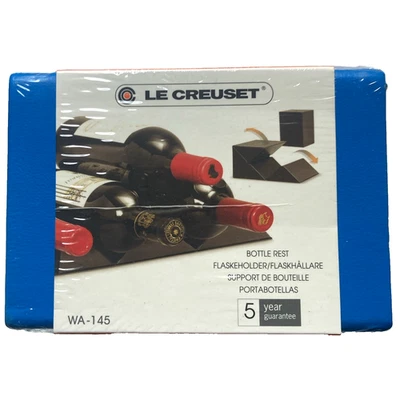 New in Package LE CREUSET Wine Rack Bottle Rest Blue Cubical 6 Bottle Fold Out - Image 1 of 4