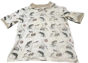 Camicia estiva americana uomo media pesca basso esca stampa casual stile polo - Foto 1 di 7