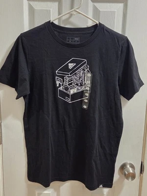 Boys L 14/16 adidas Shoebox World Logo Graphic T-Shirt Black - Image 1 of 4