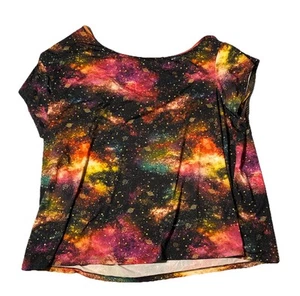 Torrid Active Womens Top Size 4XL Cosmic Space Planets Multicolor Short Sleeve - Picture 1 of 6