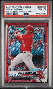 2021 Bowman Chrome Nolan Gorman Prospect Red Shimmer Refractor /10 PSA 10 Pop 2 - Picture 1 of 2