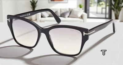 Tom Ford FT1108 01C Acetate Shiny Black Smoke Mirror 55 mm Women's Sunglasses - Image 1 of 4