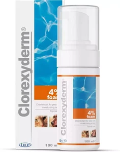 Clorexyderm 4% Foam Mousse - Dry Shampoo for Dogs & Cats - Antibacterial 100 ml - Picture 1 of 2