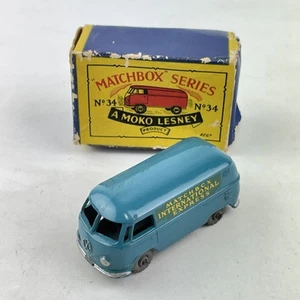 Vintage Boxed Matchbox Lesney Moko Volkswagen Van No. 34 Box A/F - Picture 1 of 15