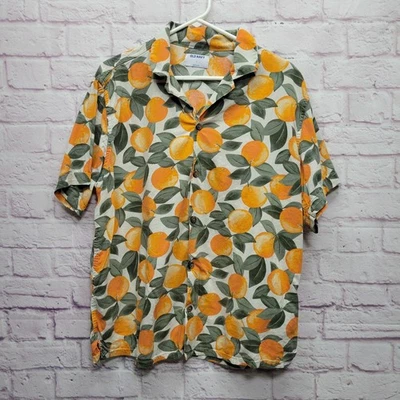 Camisa Antigua Azul Marino Tropical Naranjas Frutas Hawaianas Para Hombres L Viaje Campamento Tomate Niña Foto 1 de 4