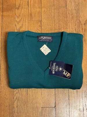 Cash Mist by Puritan Mens Green V Neck Pullover Sweater NWT L Christmas Holiday - Image 1 of 4