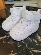 Baby Nike Shoes Court Borough Mid 2 'Triple White' CD7784-100 Size US 3C