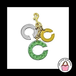 New COACH OP Art C Lucite Plastic Brass Chain Fob Bag Charm Keychain Hang Tag - Picture 1 of 1
