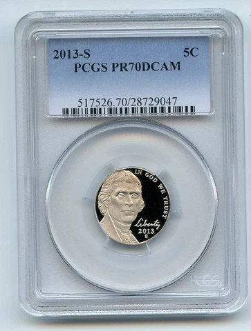 2013 S 5C Jefferson Nickel PCGS PR70DCAM Cover